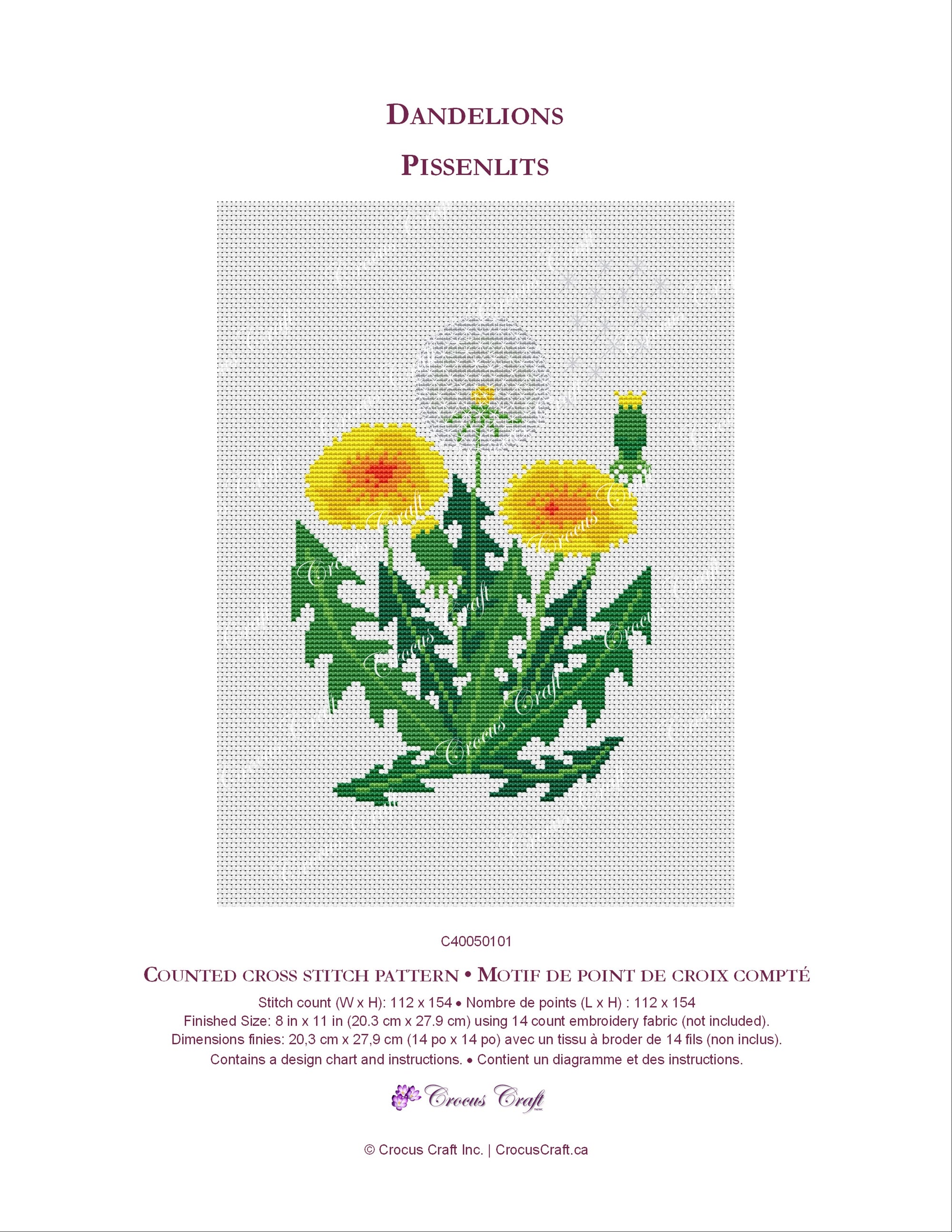 DANDELIONS - Cross Stitch Pattern