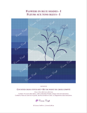 FLOWERS IN BLUE SHADES I - Cross Stitch Kit