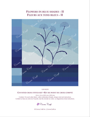 FLOWERS IN BLUE SHADES II - Cross Stitch Kit