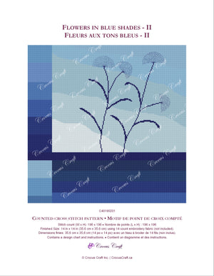 FLOWERS IN BLUE SHADES II - Cross Stitch Pattern