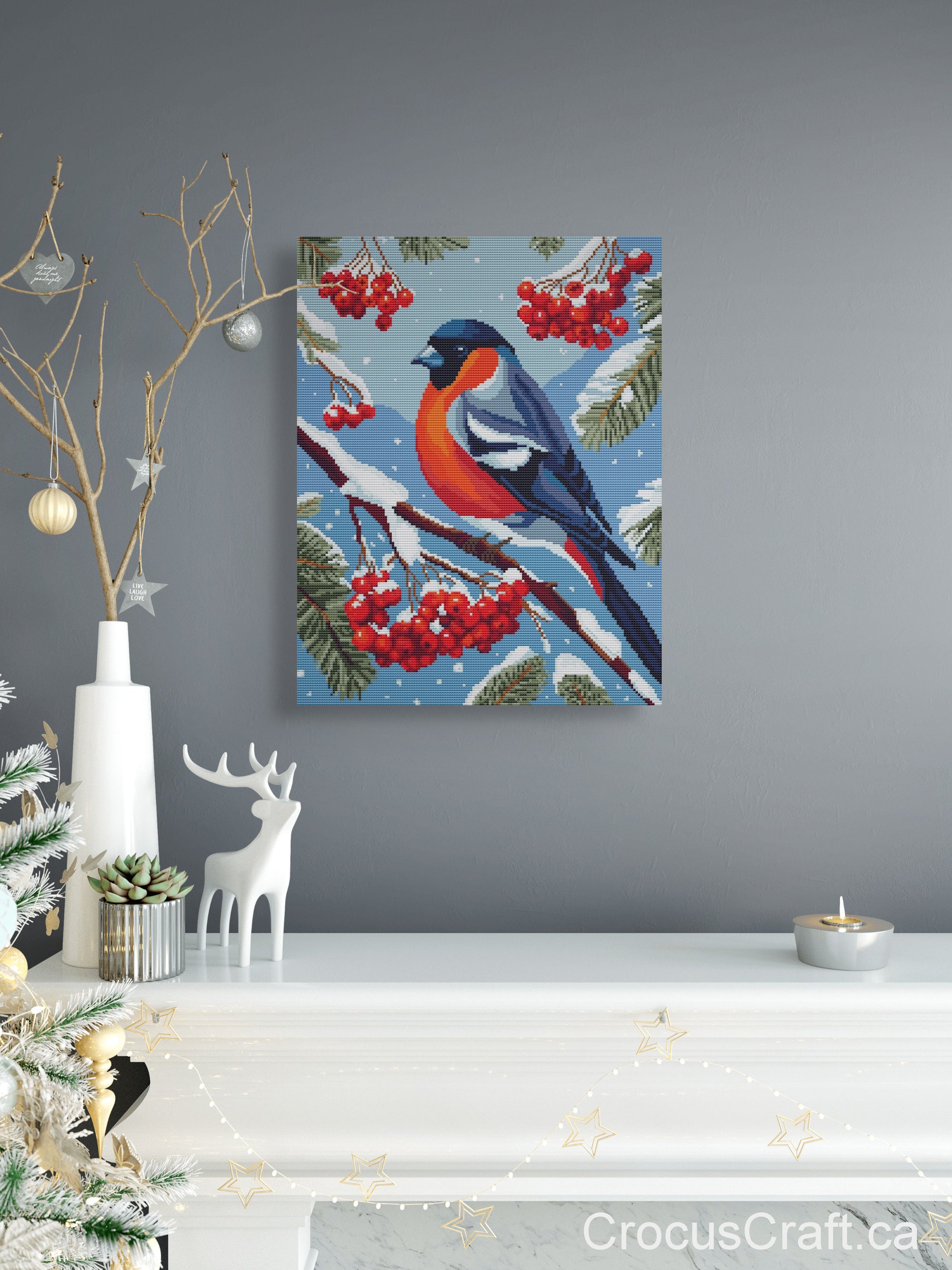 BULLFINCH AND ROWAN BERRIES - Cross Stitch Kit