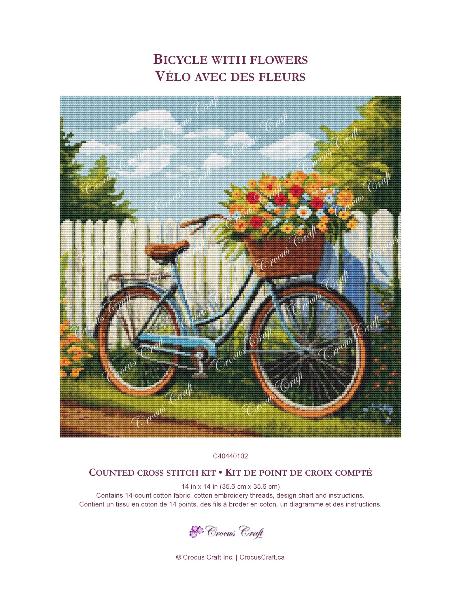 BICYCLE WITH FLOWERS - Cross Stitch Kit