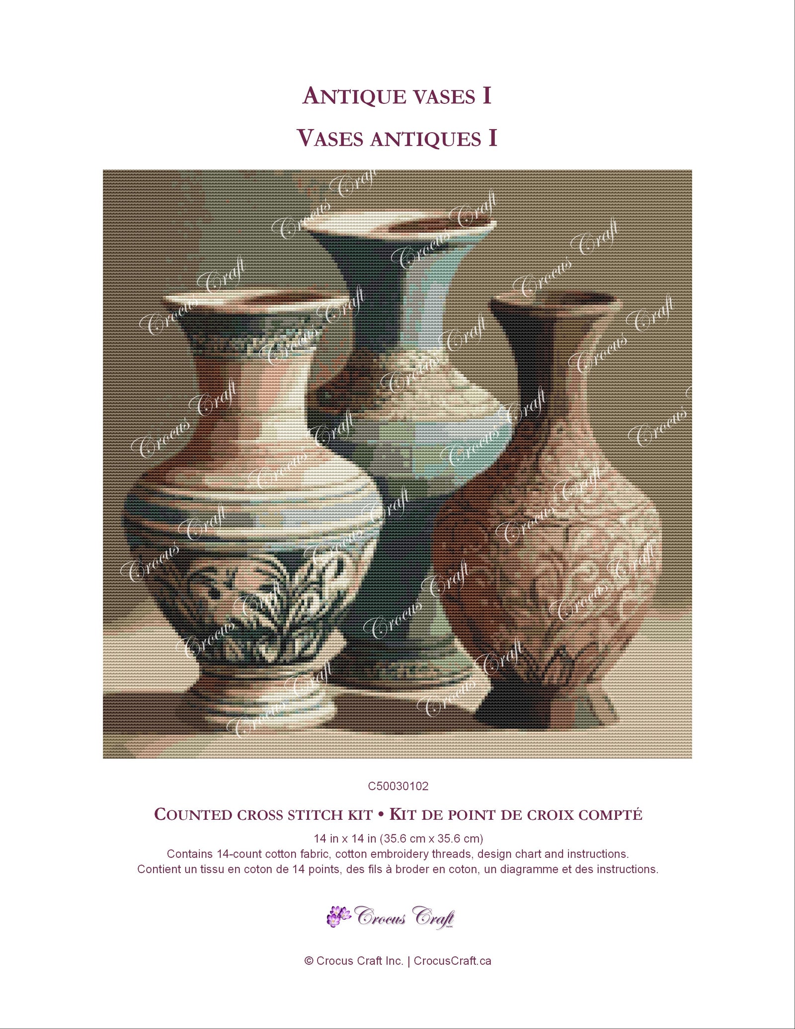 ANTIQUE VASES I - Cross Stitch Kit