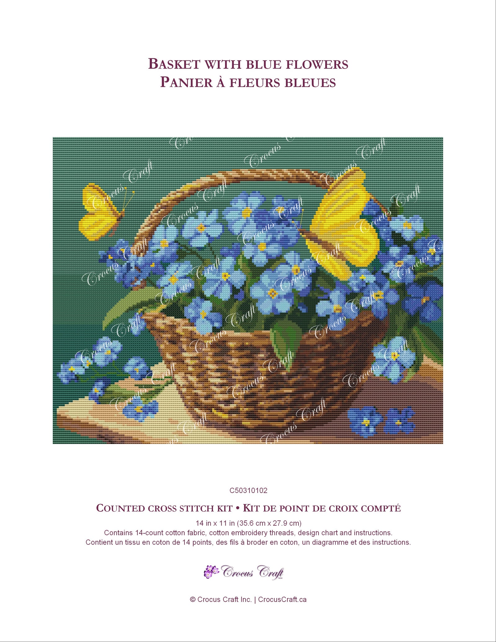 BASKET WITH BLUE FLOWERS - Cross Stitch Kit