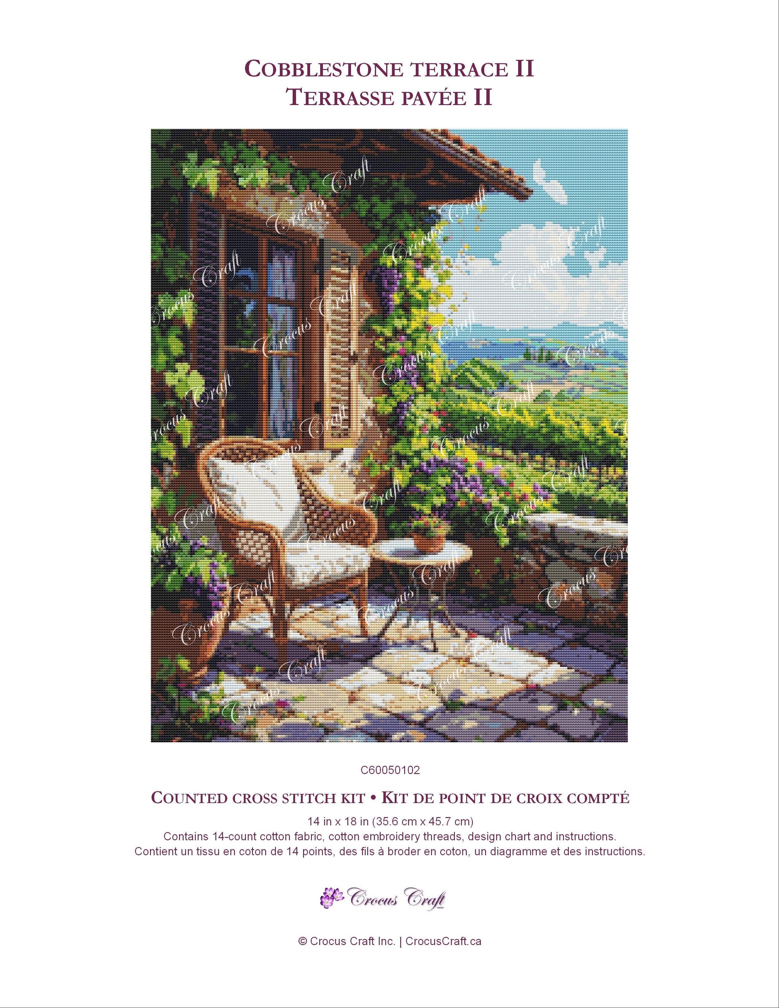 COBBLESTONE TERRACE II - Cross Stitch Kit - CROCUS CRAFT INC.