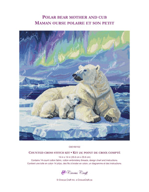POLAR BEAR MOTHER AND CUB - Cross Stitch Kit