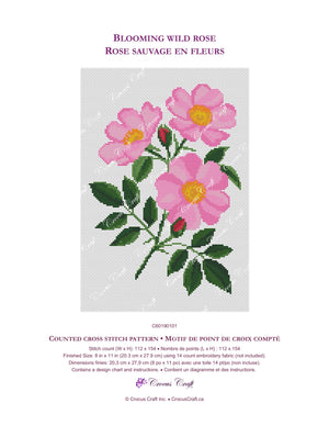 BLOOMING WILD ROSE - Cross Stitch Pattern