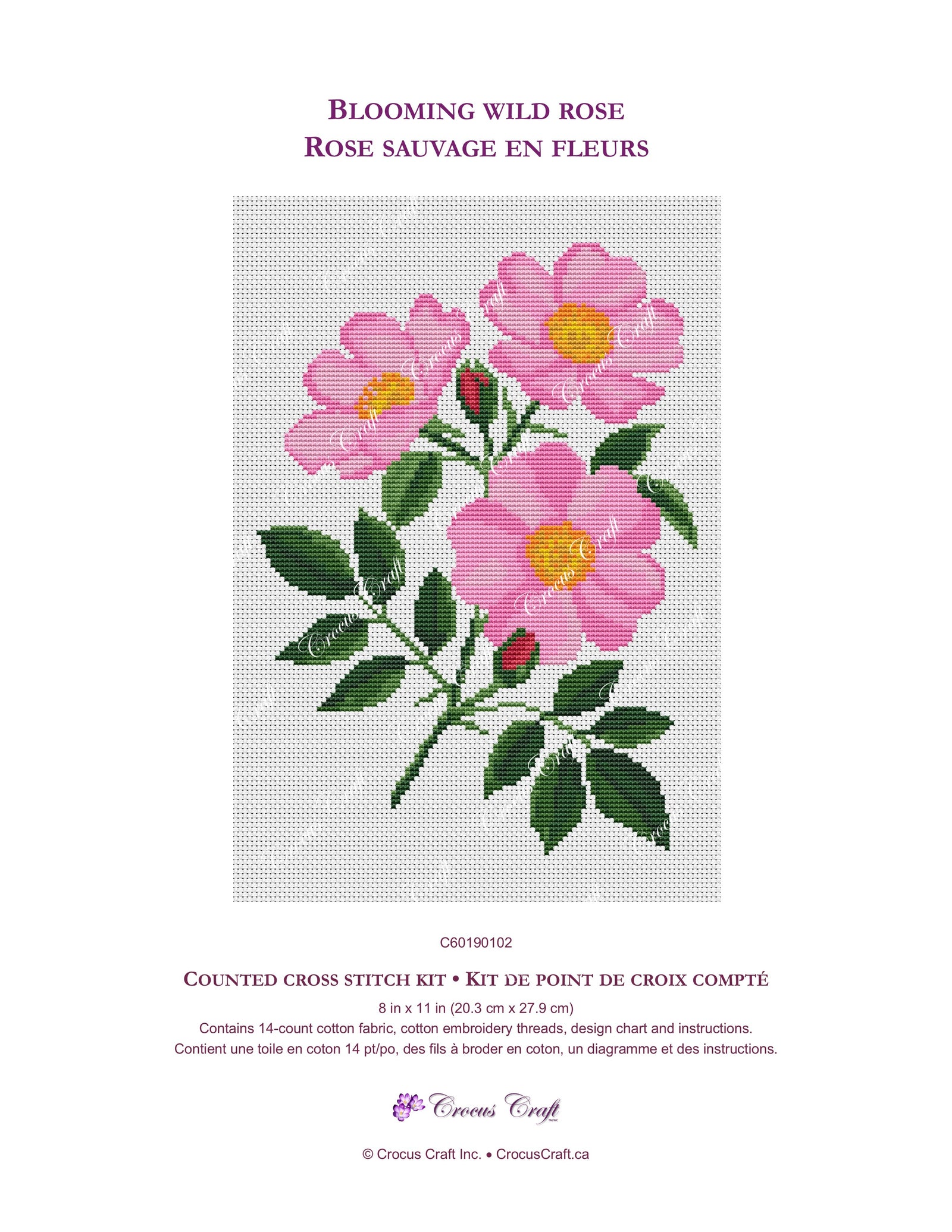 BLOOMING WILD ROSE - Cross Stitch Kit