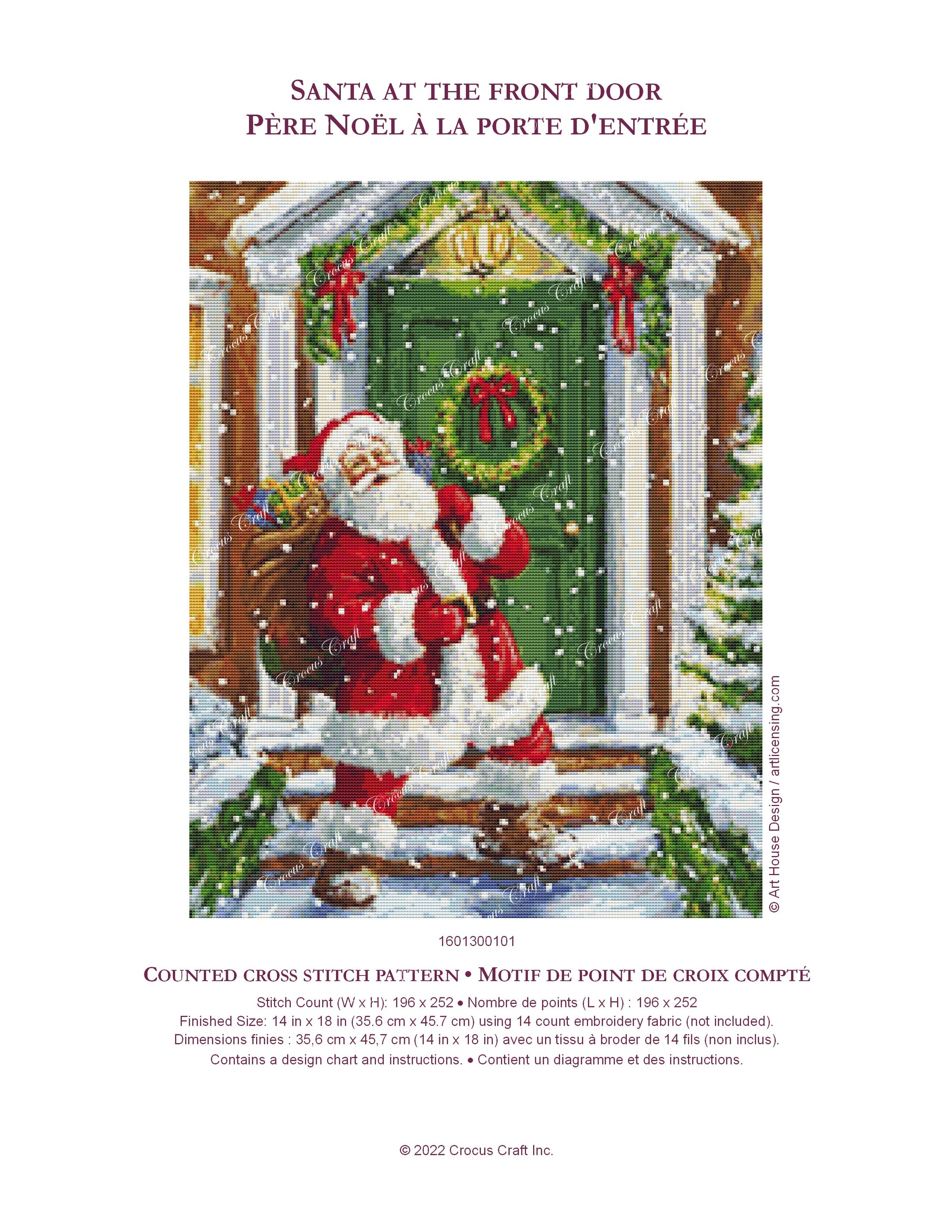 SANTA AT THE FRONT DOOR - Cross Stitch Pattern