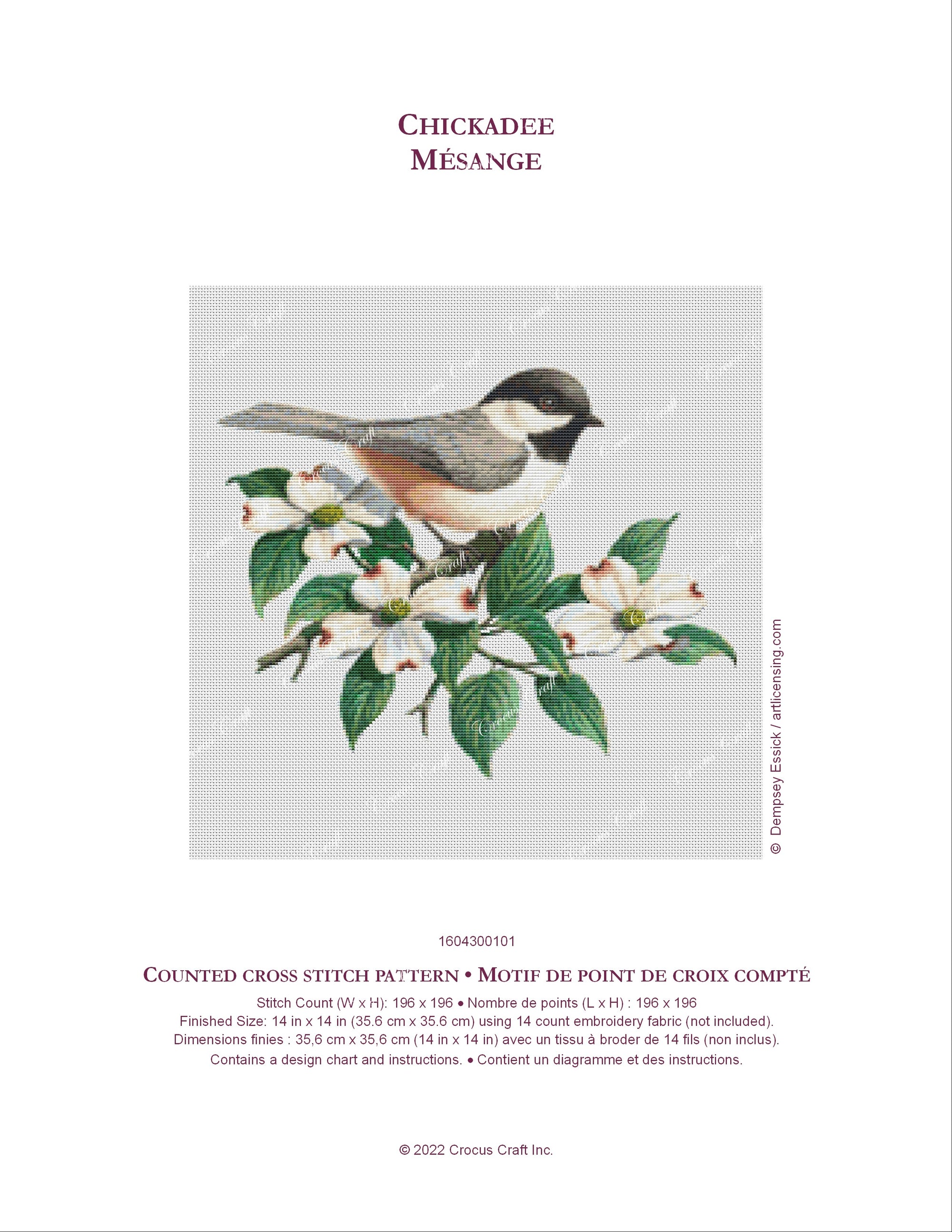 CHICKADEE - Cross Stitch Pattern