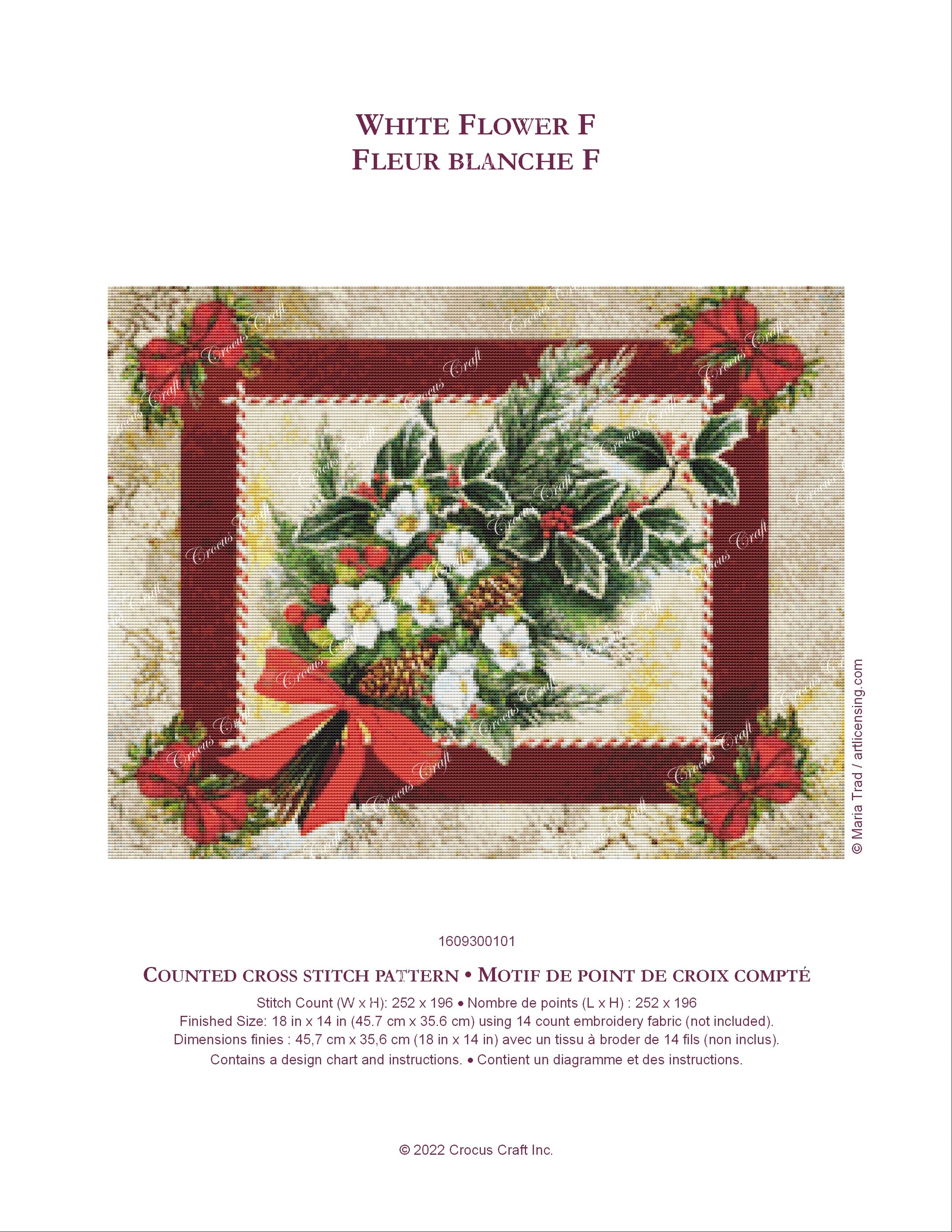 WHITE FLOWER F - Cross Stitch Pattern