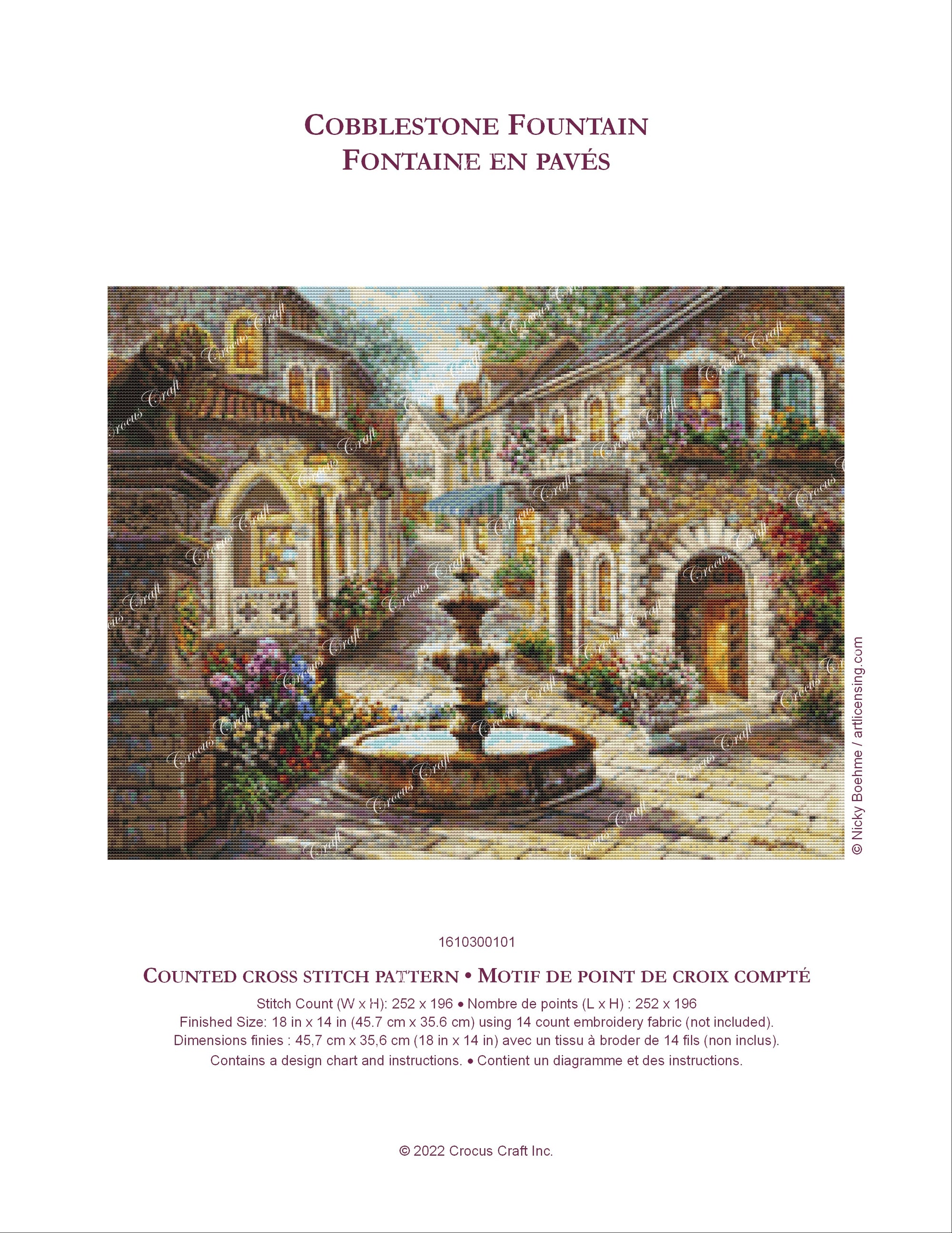 COBBLESTONE FOUNTAIN - Cross Stitch Pattern